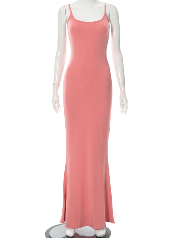 Slim Sleeveless High Waist Knit Midi Dress – Spring Casual Style