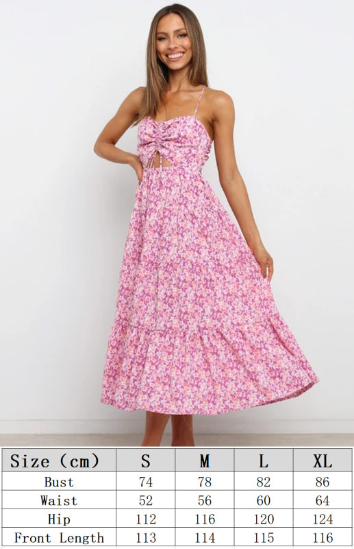 Floral Sleeveless Cutout Maxi Dress – Sling Neckline & Woven Polyester
