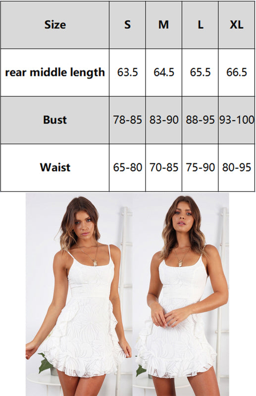 Raw White Ruffle Midi Dress - U-neck & Sleeveless Sling Style