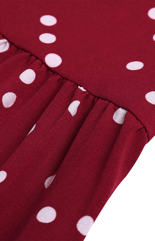 Polka Dot V-Neck Sleeveless Maxi Dress – Floral Tie Waist Summer Style