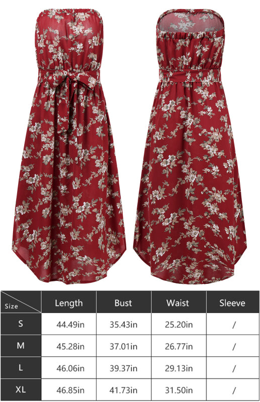 Floral Wrap Chest Chiffon Dress – Sleeveless Off-Shoulder Summer Style