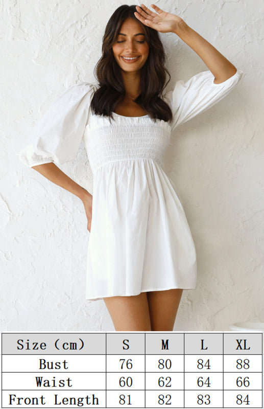 Women's Puff Sleeve Square Neck Summer Dress