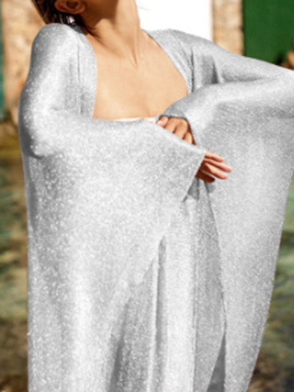 Sheer Scale Mesh Beach Cover-Up – Long Sleeve Cardigan Swimsuit Top