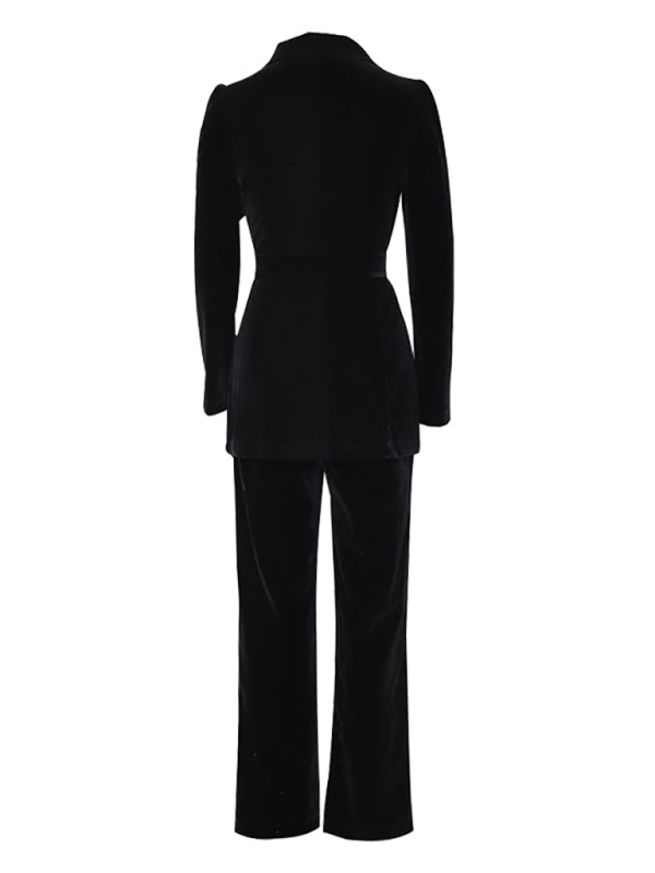 Chic Tailored Blazer & Pants Set for Women - Long Sleeve, Autumn Officewear