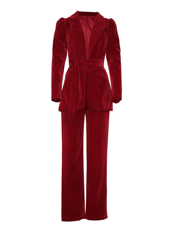Chic Tailored Blazer & Pants Set for Women - Long Sleeve, Autumn Officewear