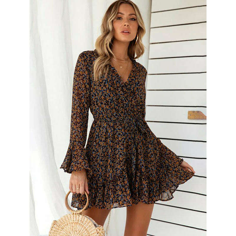 romantic-floral-v-neck-dress-–-long-flared-sleeves-waist-cinchsmiling-maria---everything-for-women-34657451