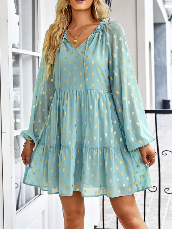 Elegant Waist-Slimming Woven Midi Dress – Long Sleeves & Pullover Fit