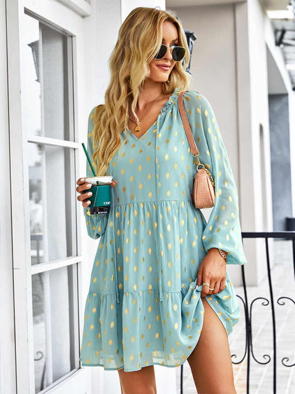 Elegant Waist-Slimming Woven Midi Dress – Long Sleeves & Pullover Fit