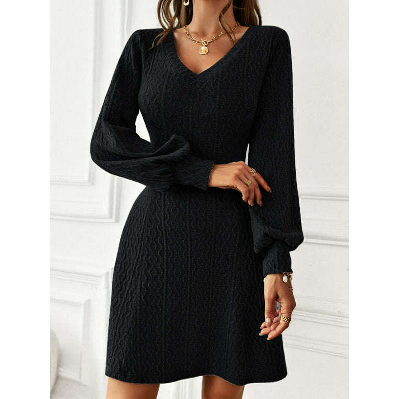 elegant-v-neck-knit-midi-dress-–-waist-defining-long-sleeves-for-fallwintersmiling-maria---everything-for-women-34657728