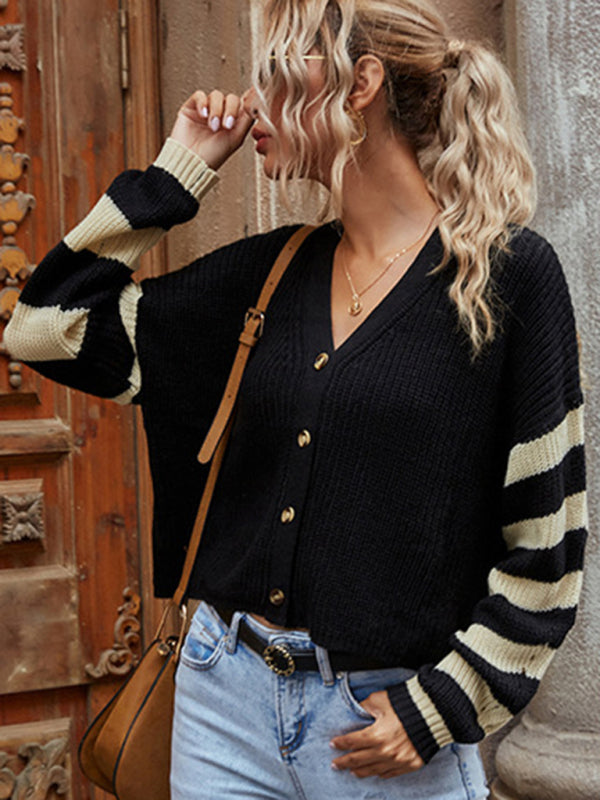 Women's Striped Knit Cardigan Sweater