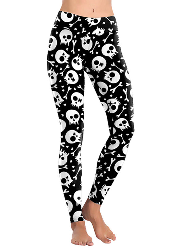 Women's Skull Print Halloween Yoga Leggings