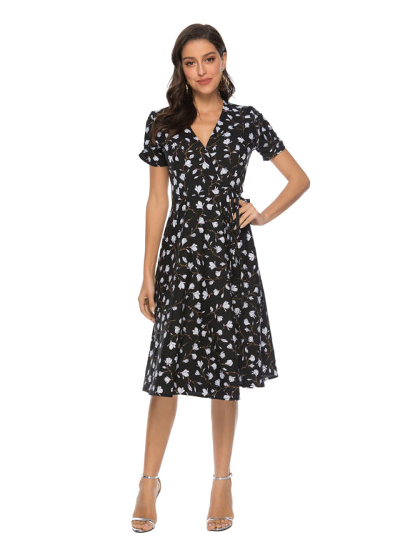 Women's Bohemian Beach Dress Chiffon Print Swing Dress