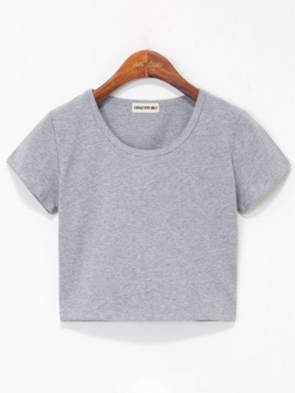 Women's Cotton Crew Neck Short Sleeve Tee Grey