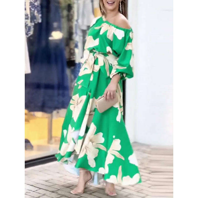 elegant-lantern-sleeve-maxi-dress-–-printed-three-quarter-sleeves-greensmiling-maria---everything-for-women-34663064