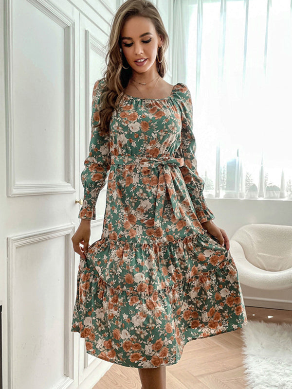 Floral Long Sleeve Woven Dress – Lightweight Casual Fit for Any Season