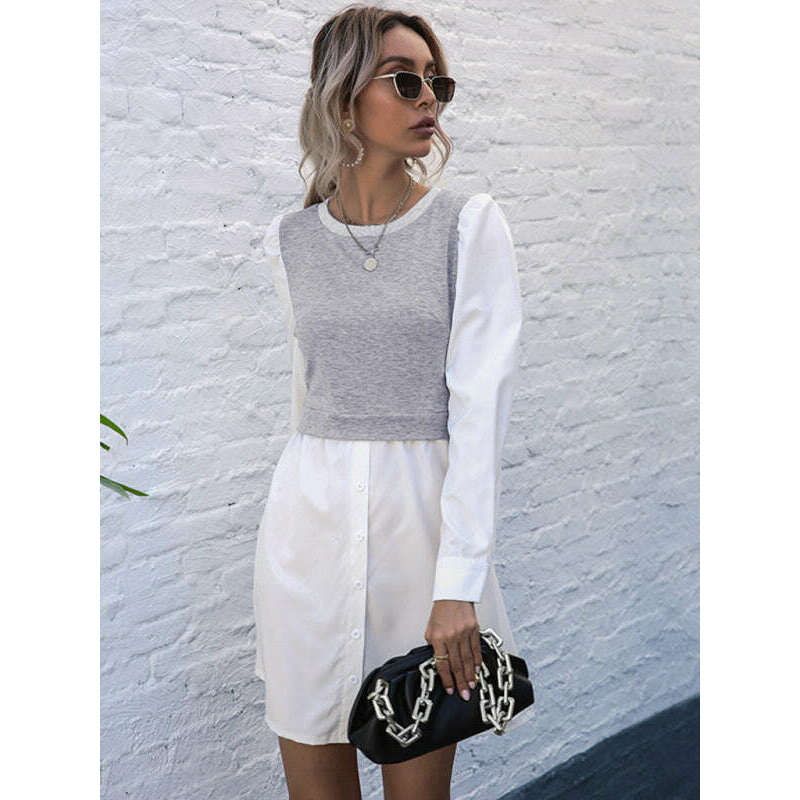 فستان بأكمام طويلة متعدد الطبقات مع أزرار - ميدي كاجوال - ماريا المبتسمة - كل شيء للنساء - 34650364