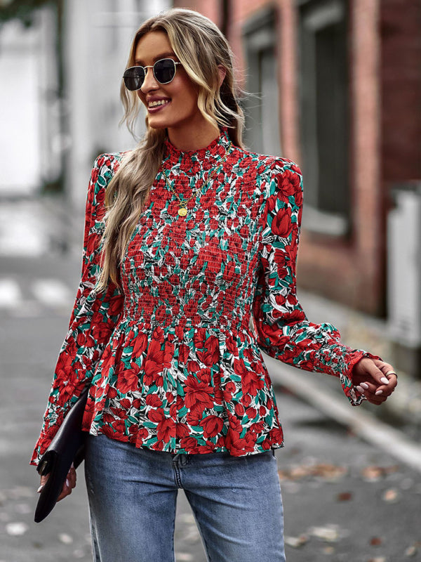 Elegant Puff Sleeve Round Neck Blouse