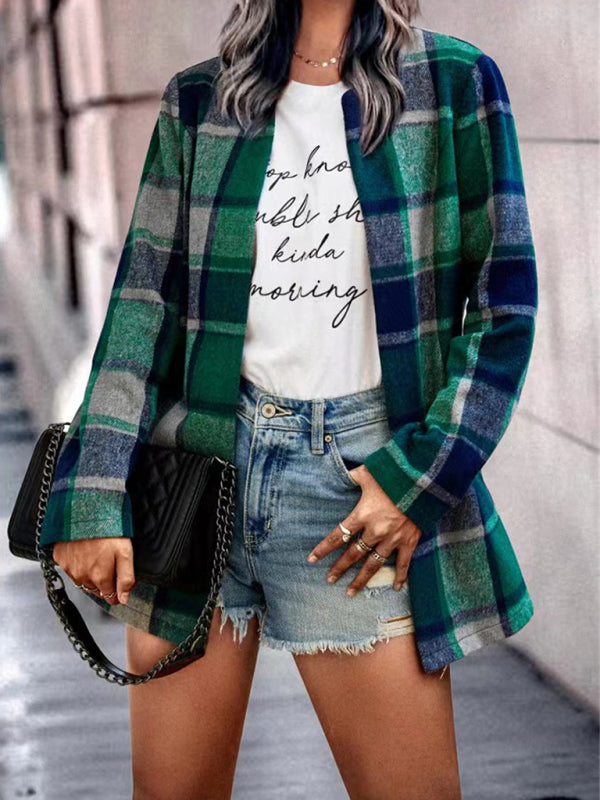 Plaid Wool Jacket Cardigan