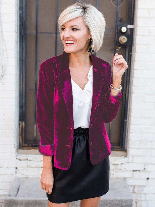 Chic Gold Velvet Blazer – Smiling Maria