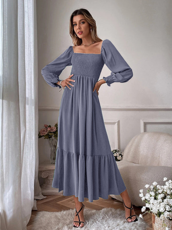 Square Neck Sleeveless Maxi Dress – Elegant Woven Polyester for All Seasons