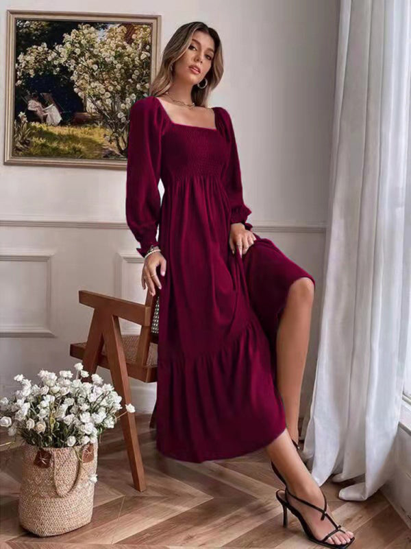 Square Neck Sleeveless Maxi Dress – Elegant Woven Polyester for All Seasons