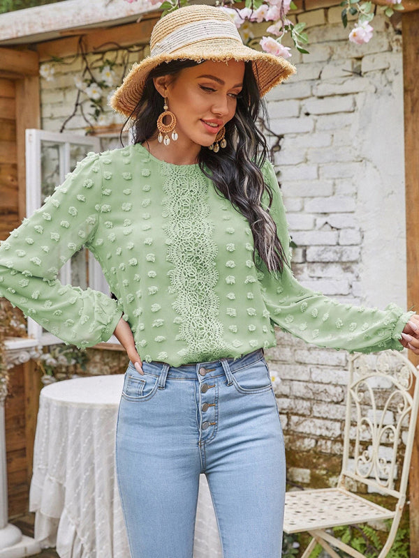 Women's Lace Balloon Sleeve Blouse