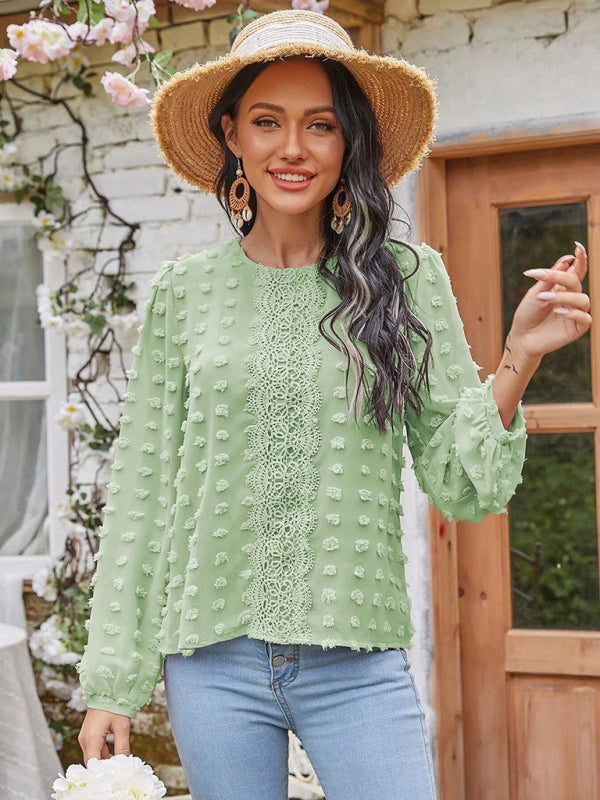 Women's Lace Balloon Sleeve Blouse
