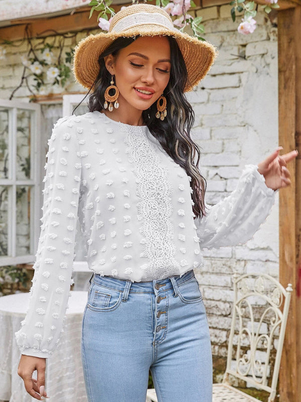 Women's Lace Balloon Sleeve Blouse