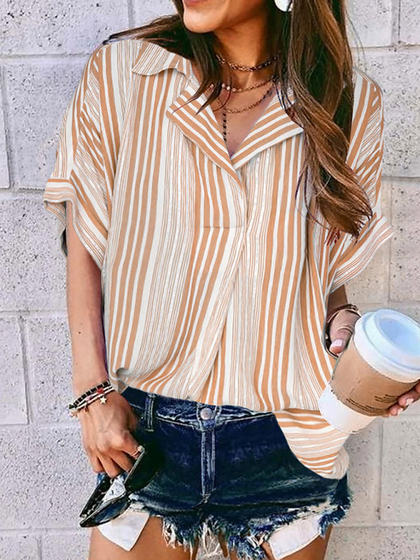 Leopar Desenli V Yaka Kısa Kollu Gömlek