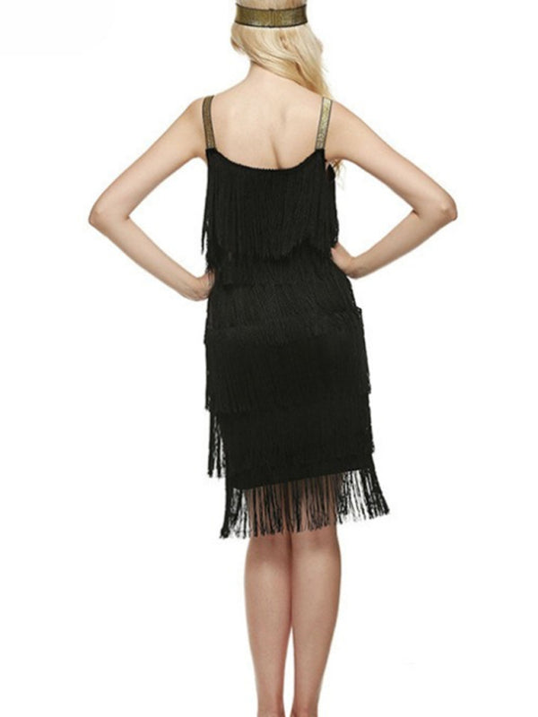 Panel Tassel Sleeveless A-Line Dress – Knit Fabric, Lightweight, Summer Style