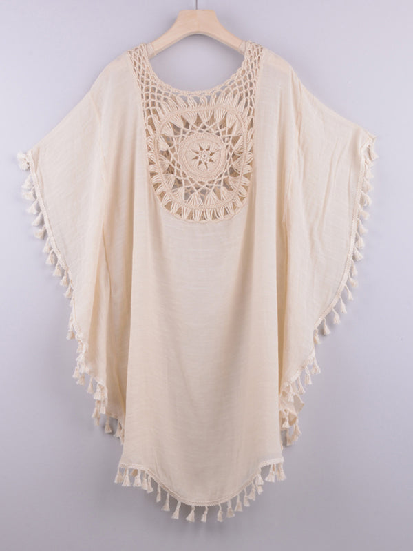 Off-Shoulder Tassel Beach Cover-Up – Lightweight, Flowy & Boho Chic
