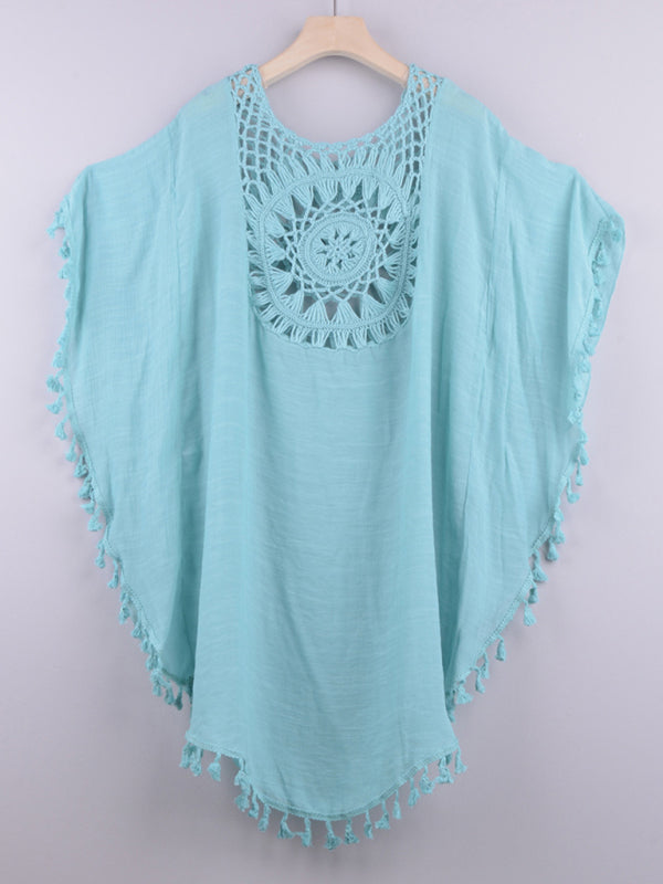 Off-Shoulder Tassel Beach Cover-Up – Lightweight, Flowy & Boho Chic