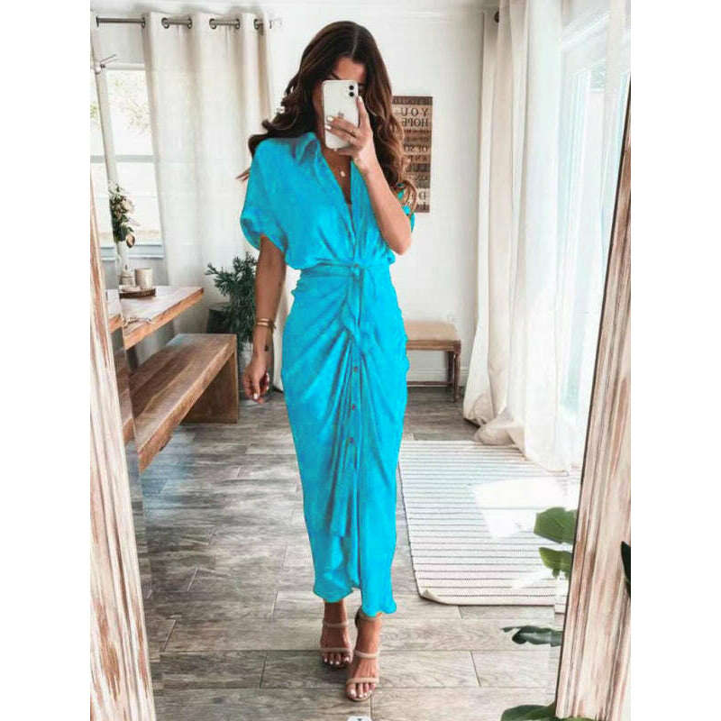 pleated-shirt-dress-–-short-sleeve-lapel-collar-solid-color-summer-fitsmiling-maria---everything-for-women-34648393