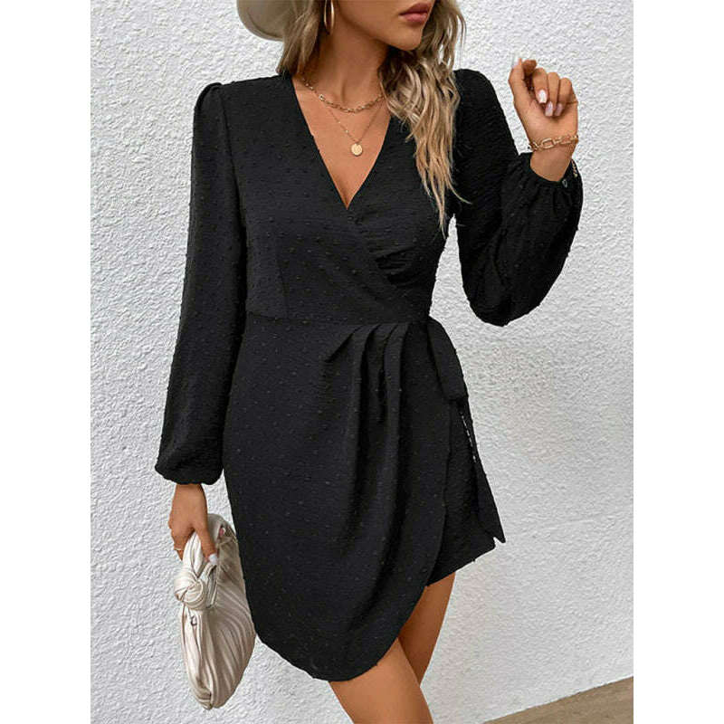 elegant-black-long-sleeve-jacquard-dress-–-v-neck-wrinkle-resistantsmiling-maria---everything-for-women-34655700