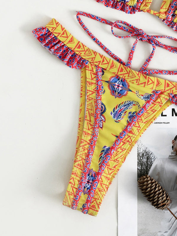 Ethnic Paisley Halter Neck Bikini Set – Sexy Tie Top & Flattering Fit