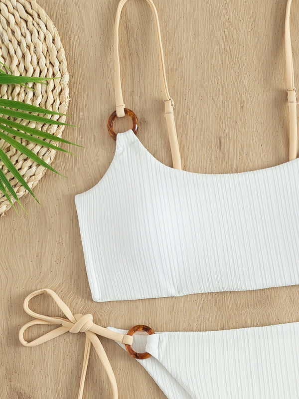 Solid Color Hoop Bikini Set – Sexy Minimalist Cut with Moderate Stretch