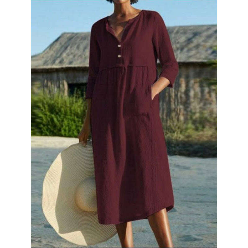 cotton-linen-button-pocket-long-sleeve-dresssmiling-maria---everything-for-women-34646330