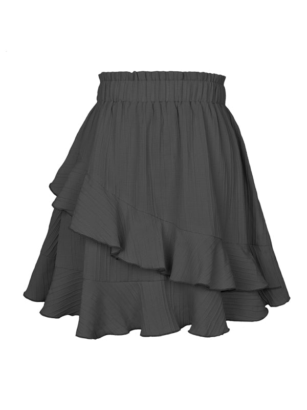 Ruffle Hem Asymmetrical Mini Skirt