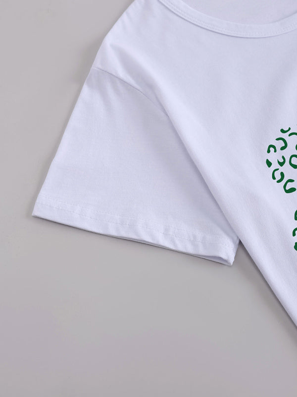 Leopard Shamrock Print Cotton Tee