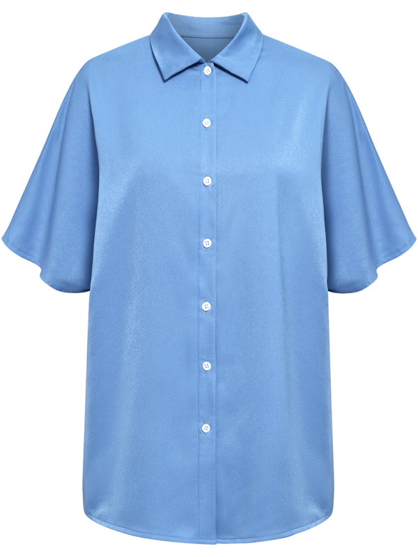 Women's Woven Loose Fit Short Sleeve Shirt