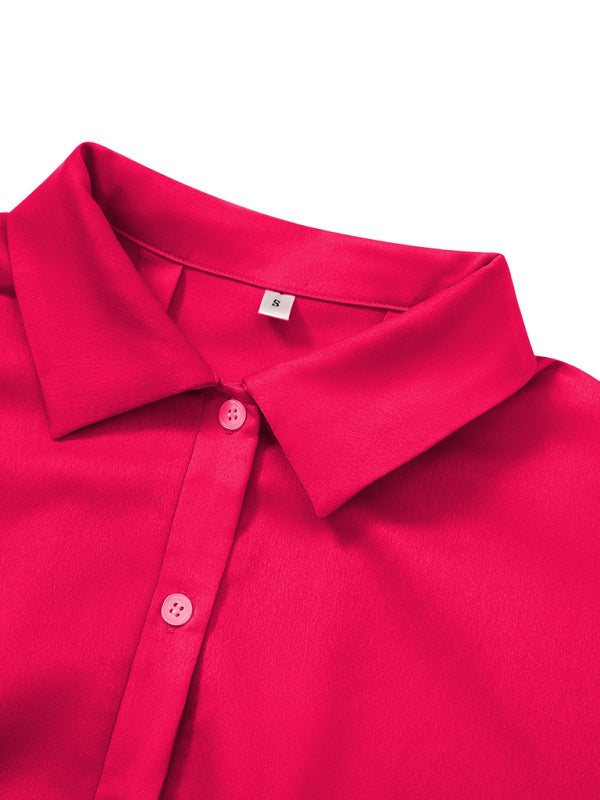 Women's Woven Loose Fit Short Sleeve Shirt