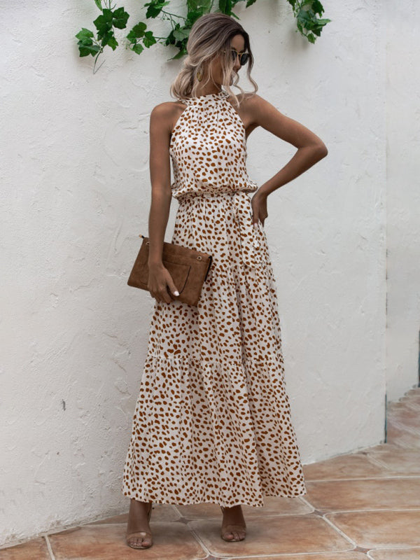 Polka Dot Halter Neck Tie Dress