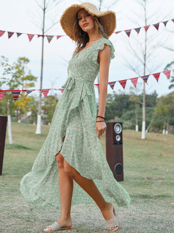 Boho Floral V-Neck Long Sleeve Maxi Dress