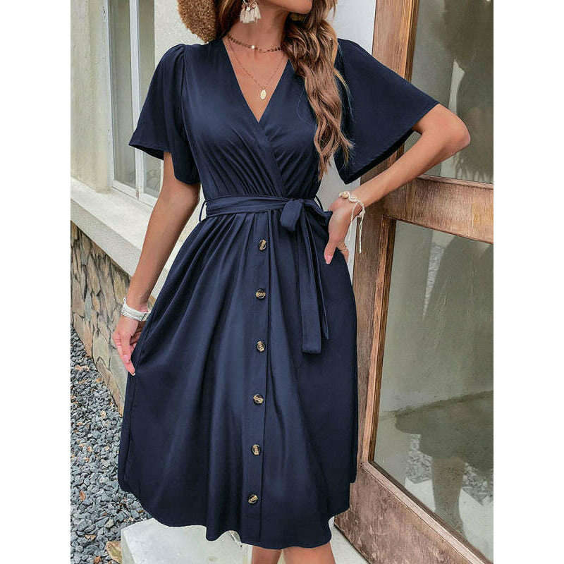 woven-v-neck-short-sleeve-midi-dress-–-elegant-high-waist-soft-touch-fabricsmiling-maria---everything-for-women-34656963