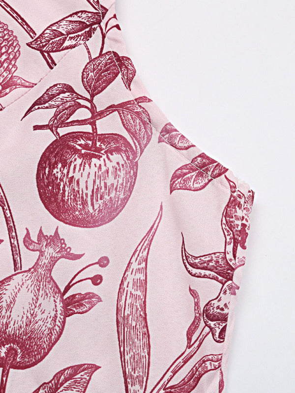 Printed Sleeveless A-Line Dress with Doll Collar – Romantic Vacation Style