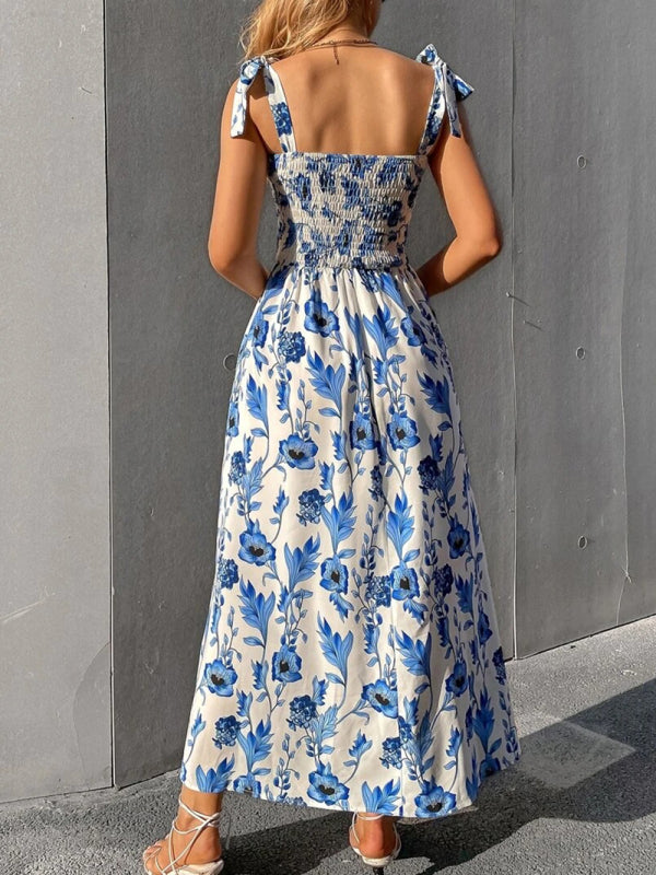 Sleeveless Printed Maxi Dress – Slim Fit Summer Style