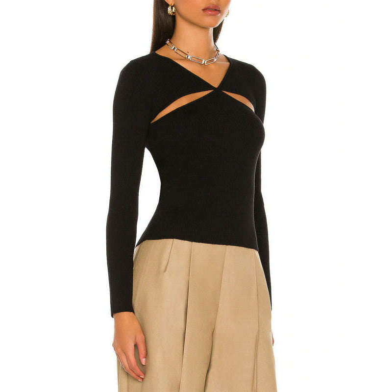 elegant-hollow-knit-v-neck-blouse-–-short-lengthsmiling-maria---everything-for-women-34700809