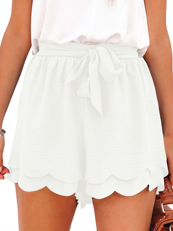 Layered Petal Waist Lounge Shorts with Belt