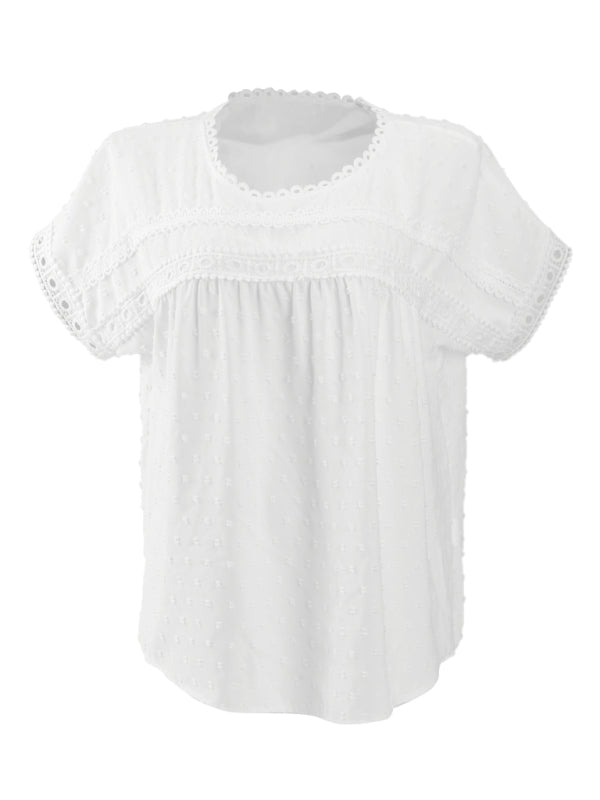 Women's Lace Short Sleeve Pullover Top
