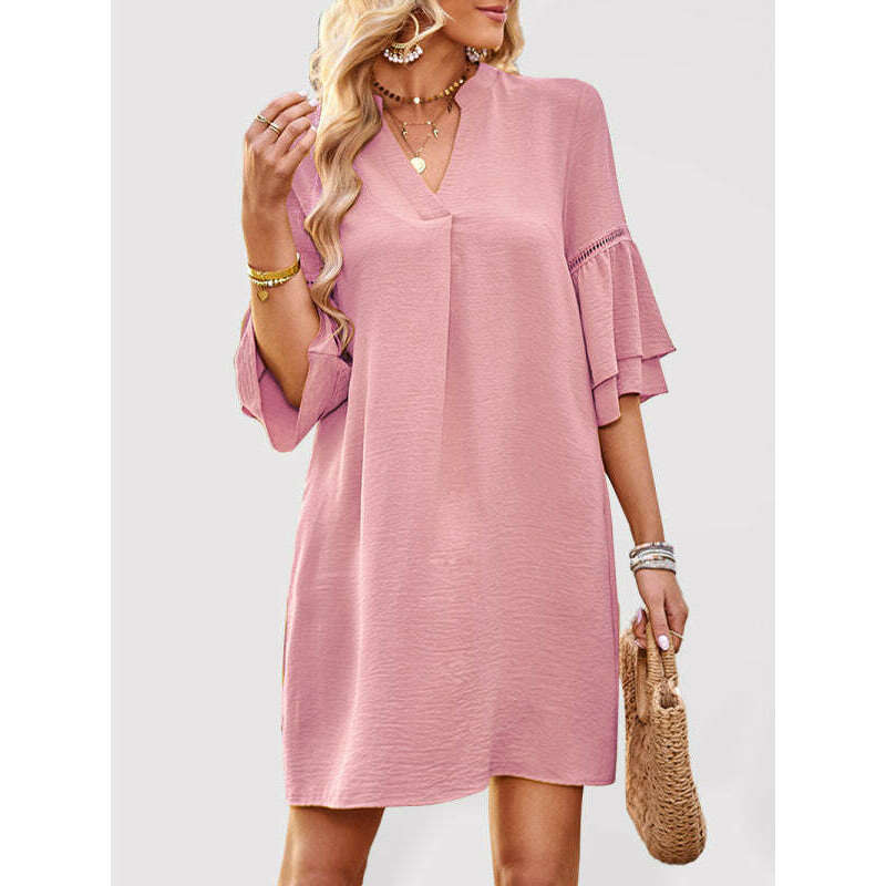 loose-v-neck-solid-color-dress-–-short-sleeve-casual-fit-for-spring-summersmiling-maria---everything-for-women-34654905